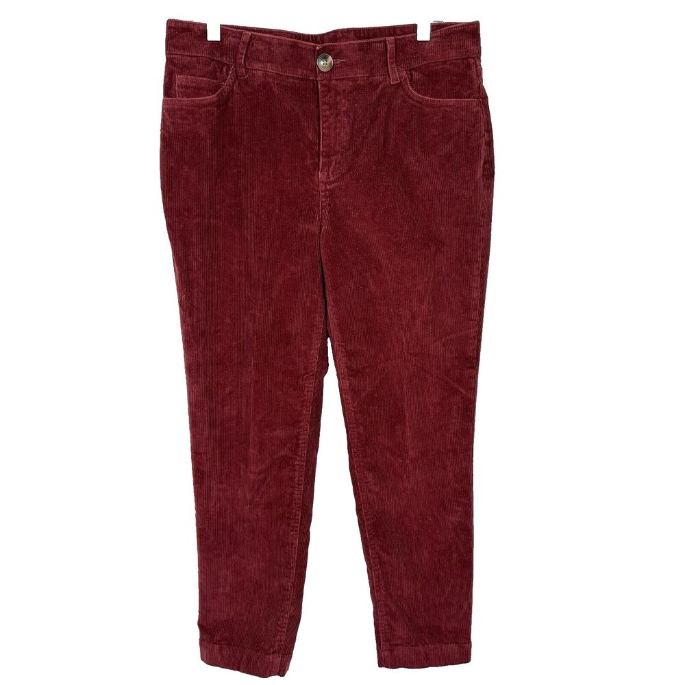 Isaac Mizrahi Live! Regular True Denim Straight Leg Corduroy Pants Rust Women 10